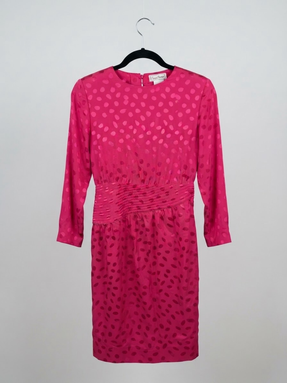 Suzi Chin for Maggy Boutique Hot Pink Polka Dot Long Sleeve Dress